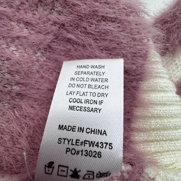 Fate V-Neck Super Soft Textured Pink Cream Pullover Sweater Women's Size Medium - Picture 6 of 6